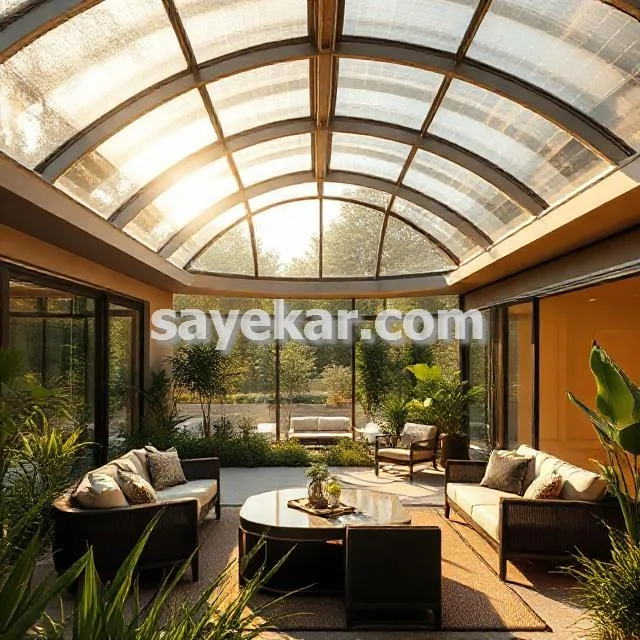 سقف هلالی مدرن با نورگیر طبیعی در تهران